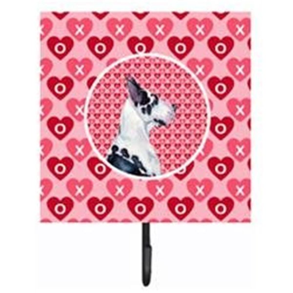 Micasa 4.25 x 7 in. Great Dane Valentines Love and Hearts Leash Or Key Holder MI718758